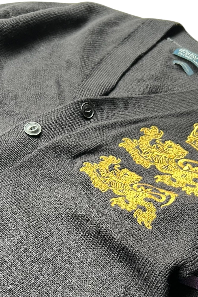 90'S WOOL EMBROIDERY CARDIGAN / BLACK [SIZE: M USED]