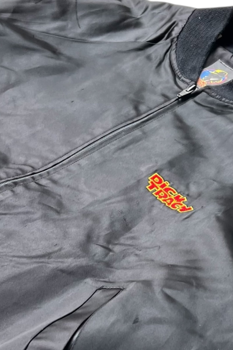 MADE IN USA 80'S DICK TRACY MOVIE SATIN JACKET / BLACK [SIZE: XL USED]