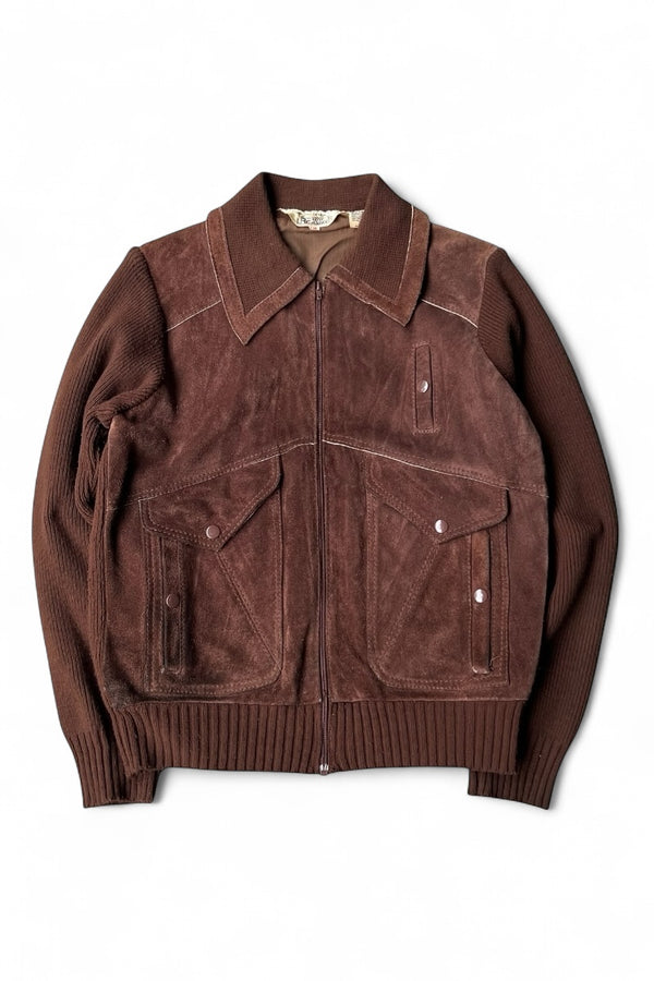 80-90s SUEDE KNIT JACKET / BROWN [SIZE: M USED]