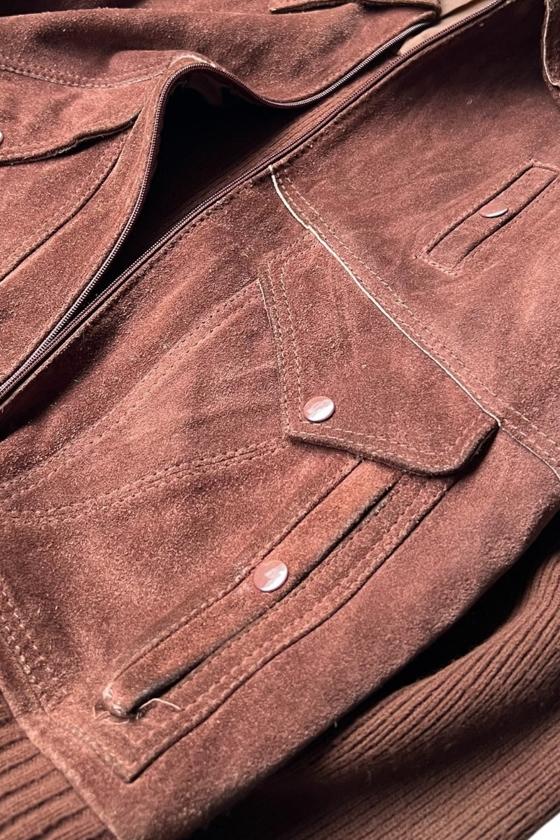 80-90s SUEDE KNIT JACKET / BROWN [SIZE: M USED]