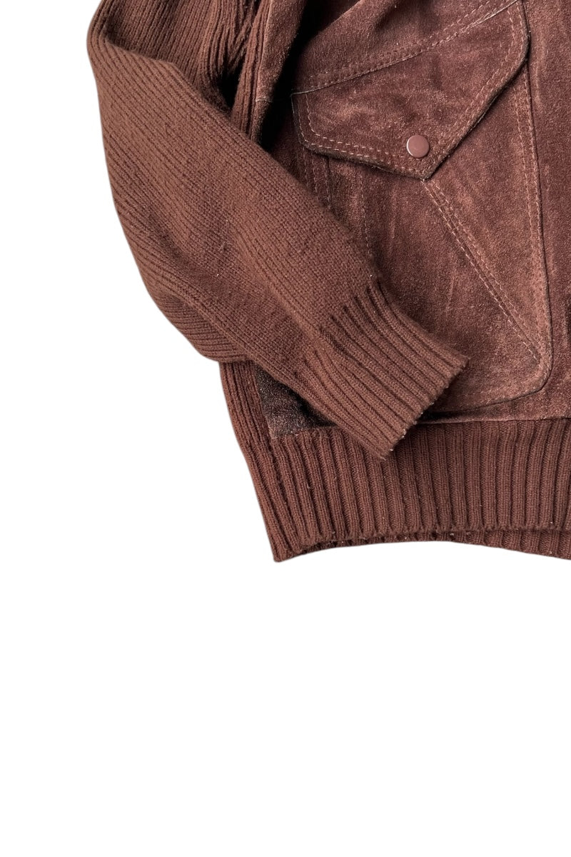 80-90s SUEDE KNIT JACKET / BROWN [SIZE: M USED]