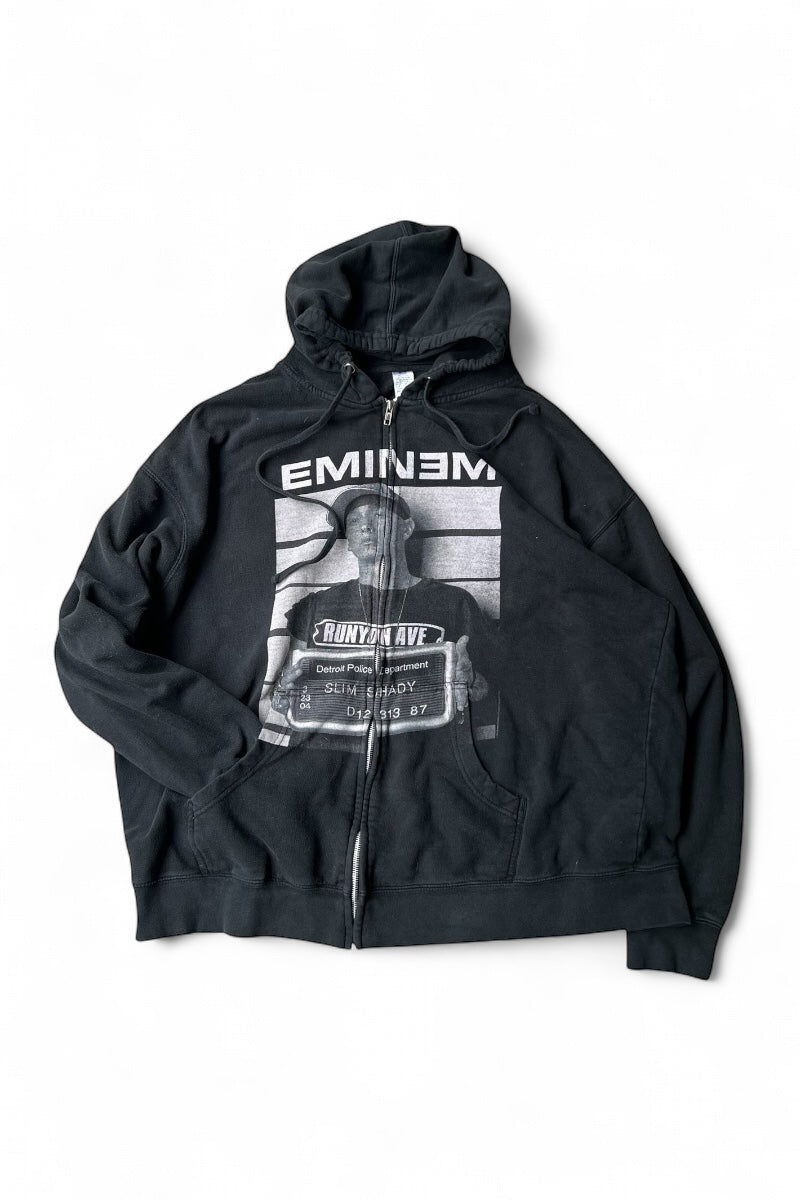 Y2K EARLY 00'S EMINEM MUSIC ZIP HOODIE SWEATSHIRT / BLACK [SIZE: 2XL USED]