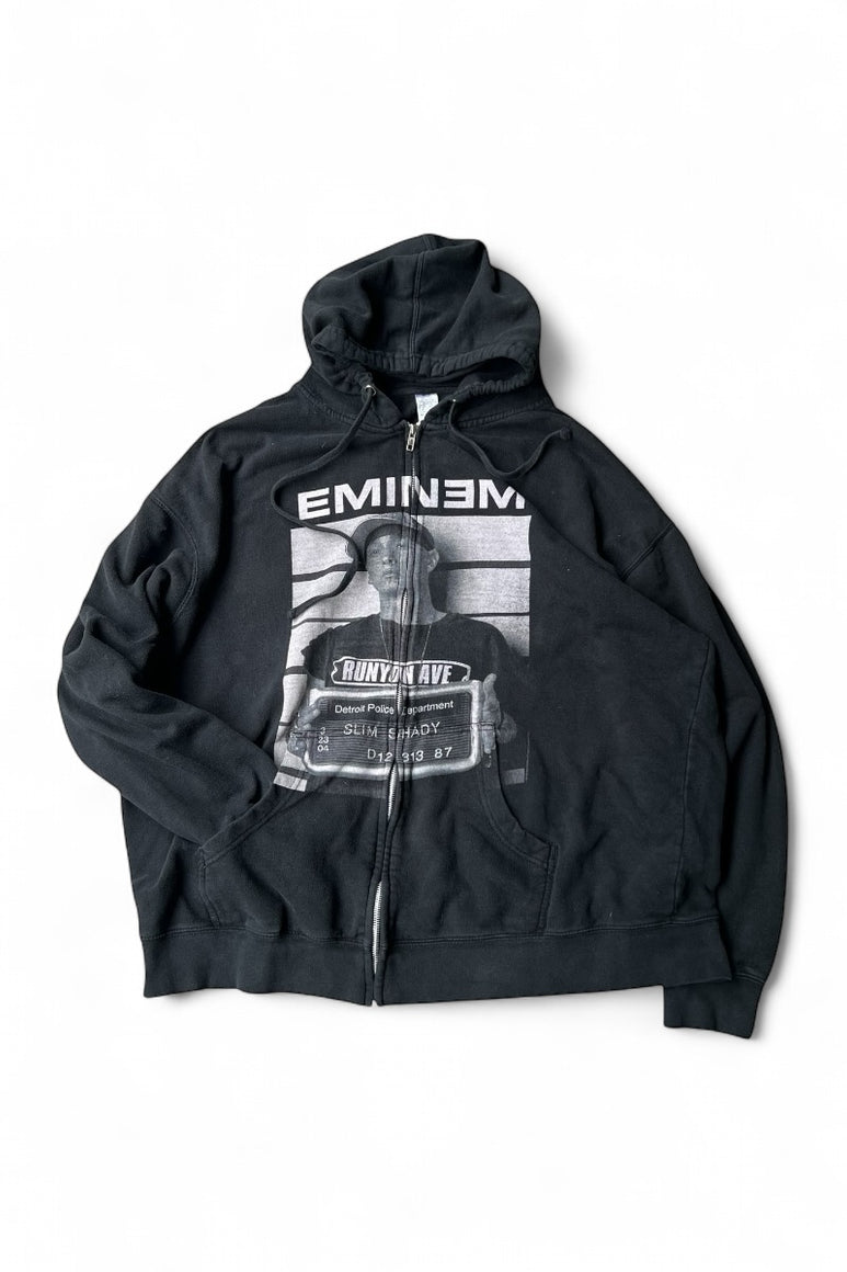 Y2K EARLY 00'S EMINEM MUSIC ZIP HOODIE SWEATSHIRT / BLACK [SIZE: 2XL USED]
