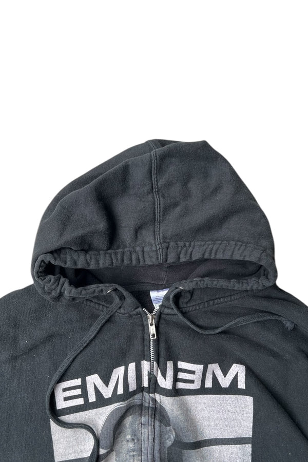 Y2K EARLY 00'S EMINEM MUSIC ZIP HOODIE SWEATSHIRT / BLACK [SIZE: 2XL USED]
