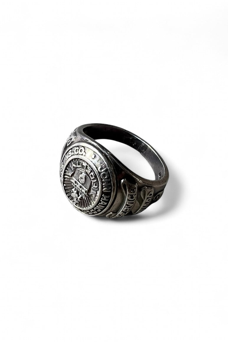 STERLING SILVER COLLEGE RING / SILVER  [SIZE: 19号相当 USED]