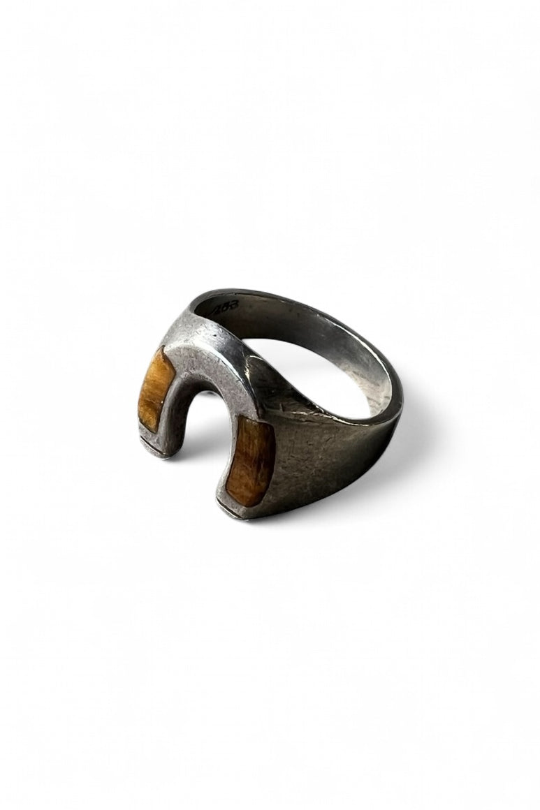 MADE IN MEXICO 925 SILVER RING W/TIGER EYE / SILVER  [SIZE: 21号相当 USED]
