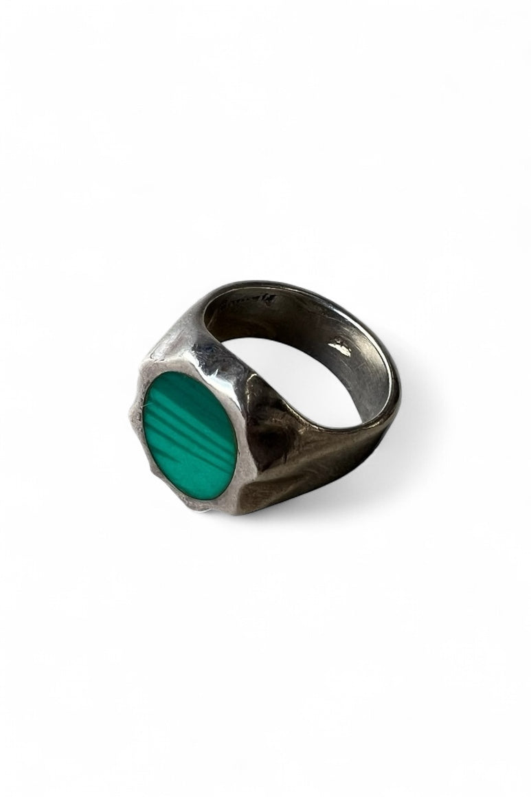 MADE IN MEXICO 925 SILVER RING W/MALACHITE / SILVER  [SIZE: 17号相当 USED]