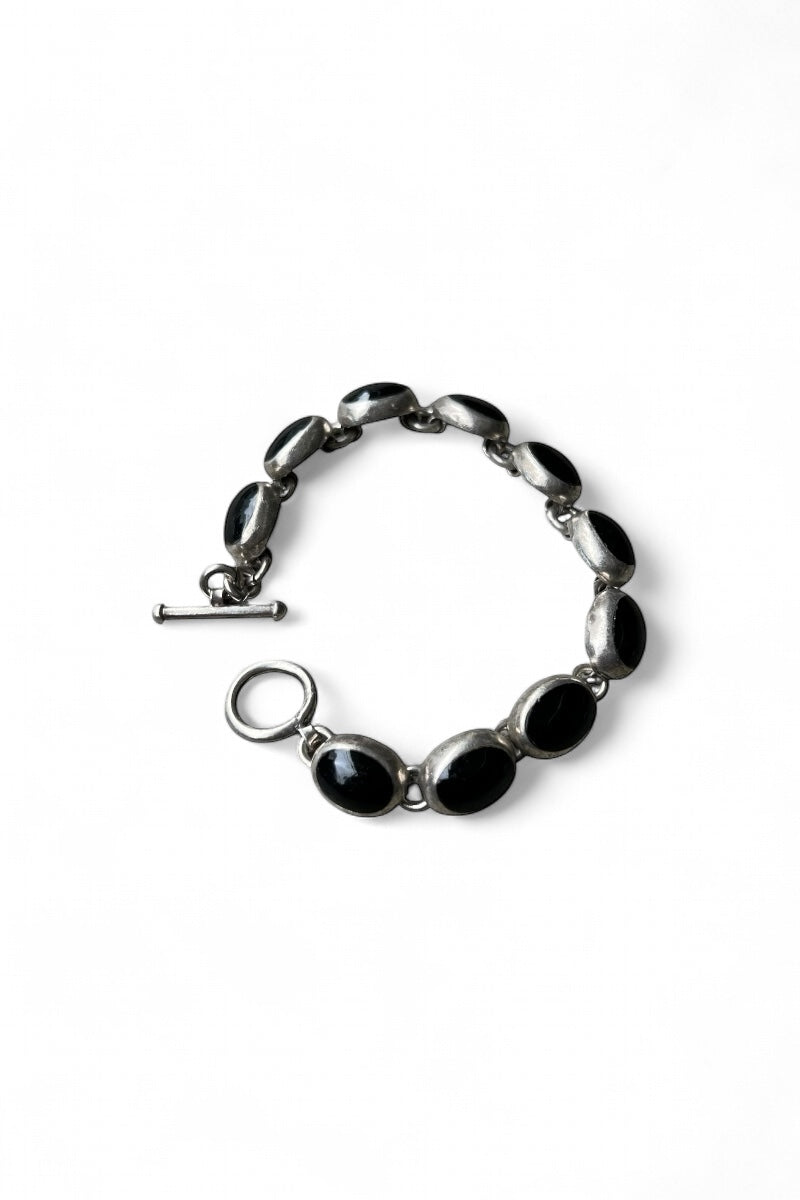 MADE IN MEXICO 925 SILVER BRACELET W/ONYX / SILVER [SIZE: ONE SIZE USED]