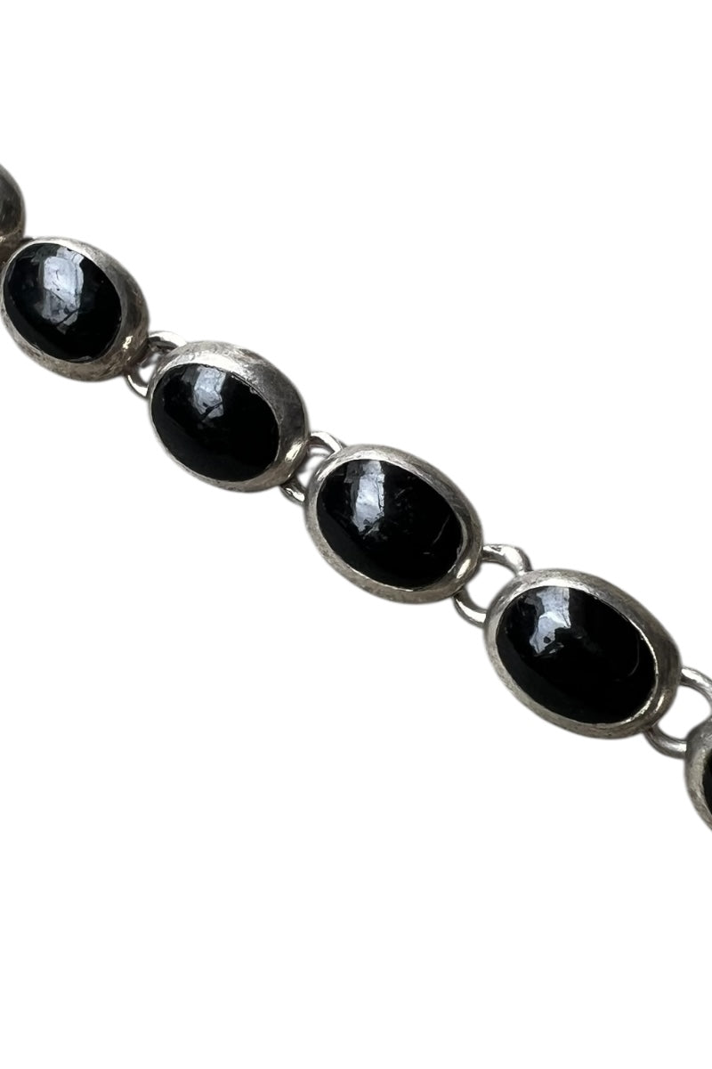 MADE IN MEXICO 925 SILVER BRACELET W/ONYX / SILVER [SIZE: ONE SIZE USED]