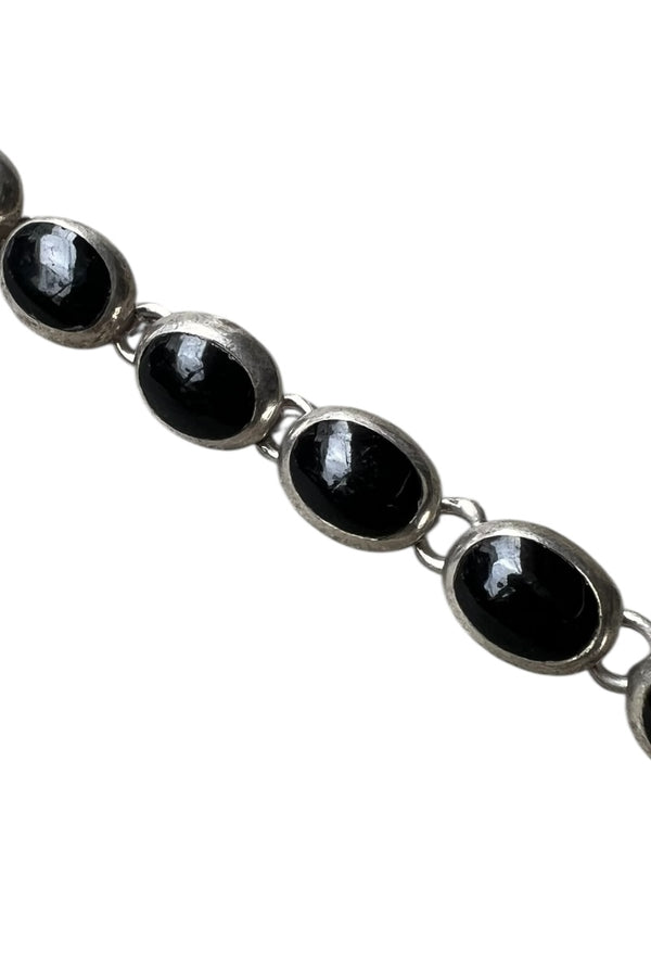 MADE IN MEXICO 925 SILVER BRACELET W/ONYX / SILVER [SIZE: ONE SIZE USED]