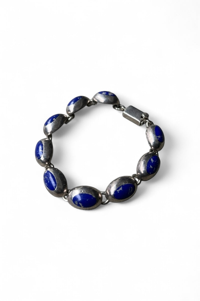 MADE IN MEXICO 925 SILVER BRACELET W/LAPIS LAZULI / SILVER [SIZE: ONE SIZE USED]