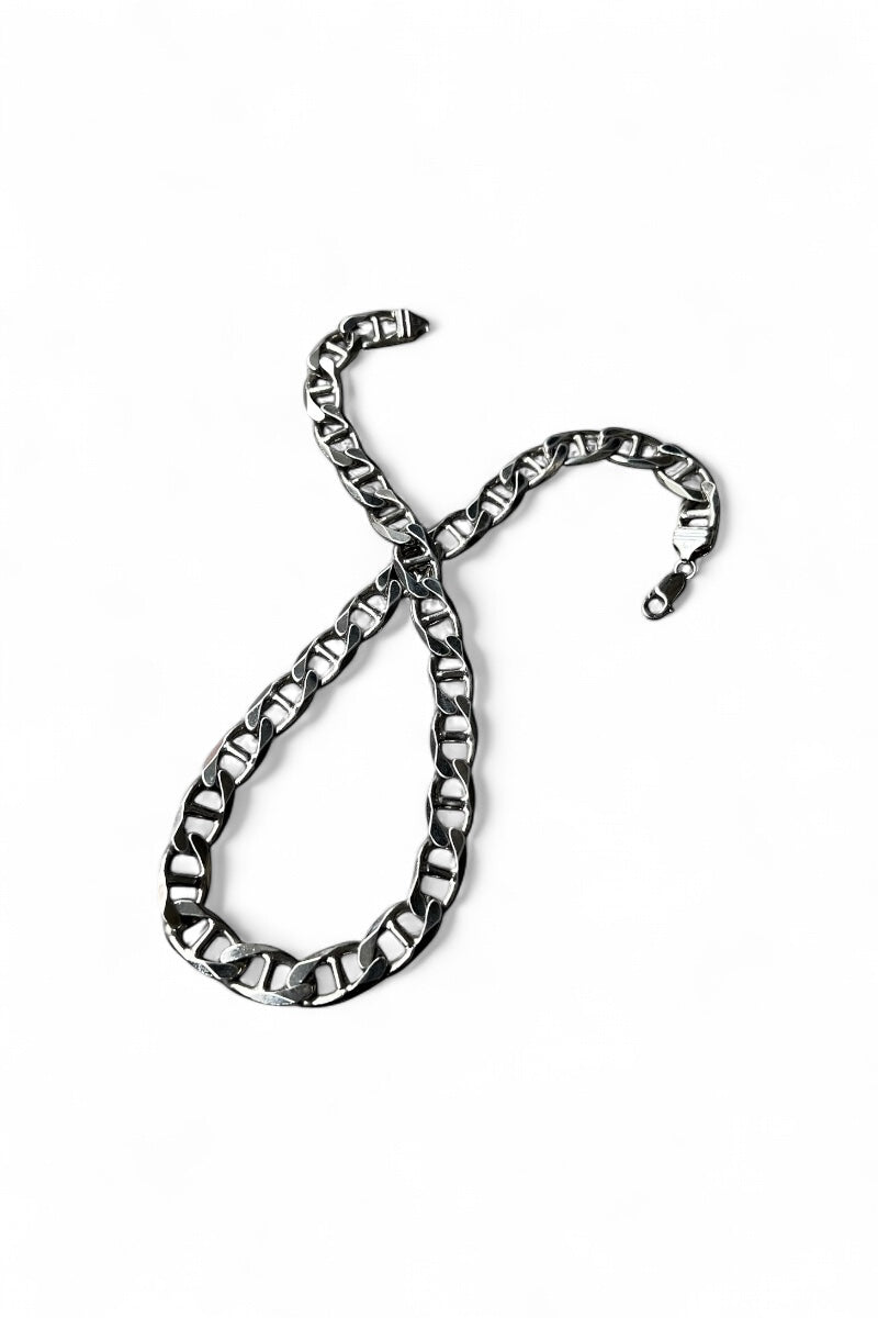 MADE IN ITALY 925 SILVER FIGARO CHAIN NECKLACE / SILVER [SIZE: ONE SIZE USED]