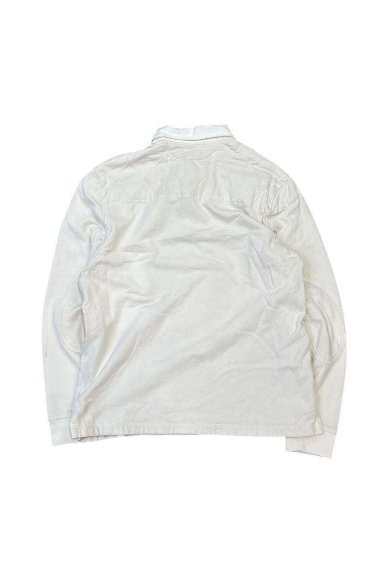 90'S L/S RUGBY SHIRT CUSTOM FIT / WHITE [SIZE: L USED]