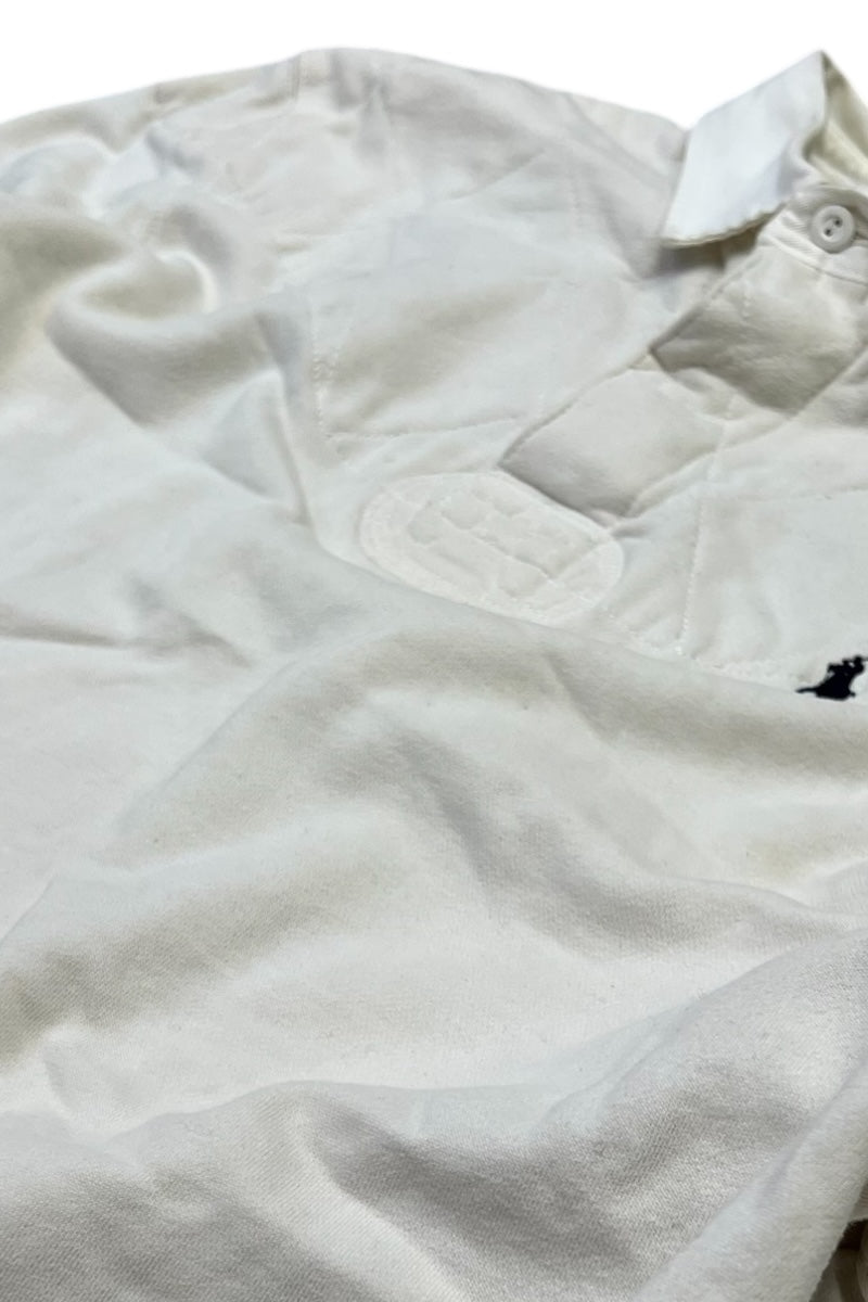 90'S L/S RUGBY SHIRT CUSTOM FIT / WHITE [SIZE: L USED]