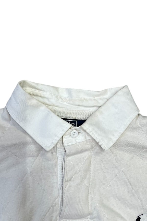 90'S L/S RUGBY SHIRT CUSTOM FIT / WHITE [SIZE: L USED]