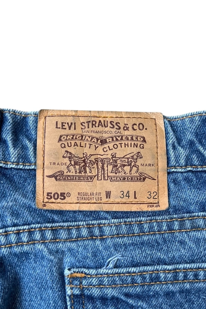MADE IN USA 97'S 505 DENIM PANTS ORANGE TAB / INDIGO [SIZE: 34 USED]