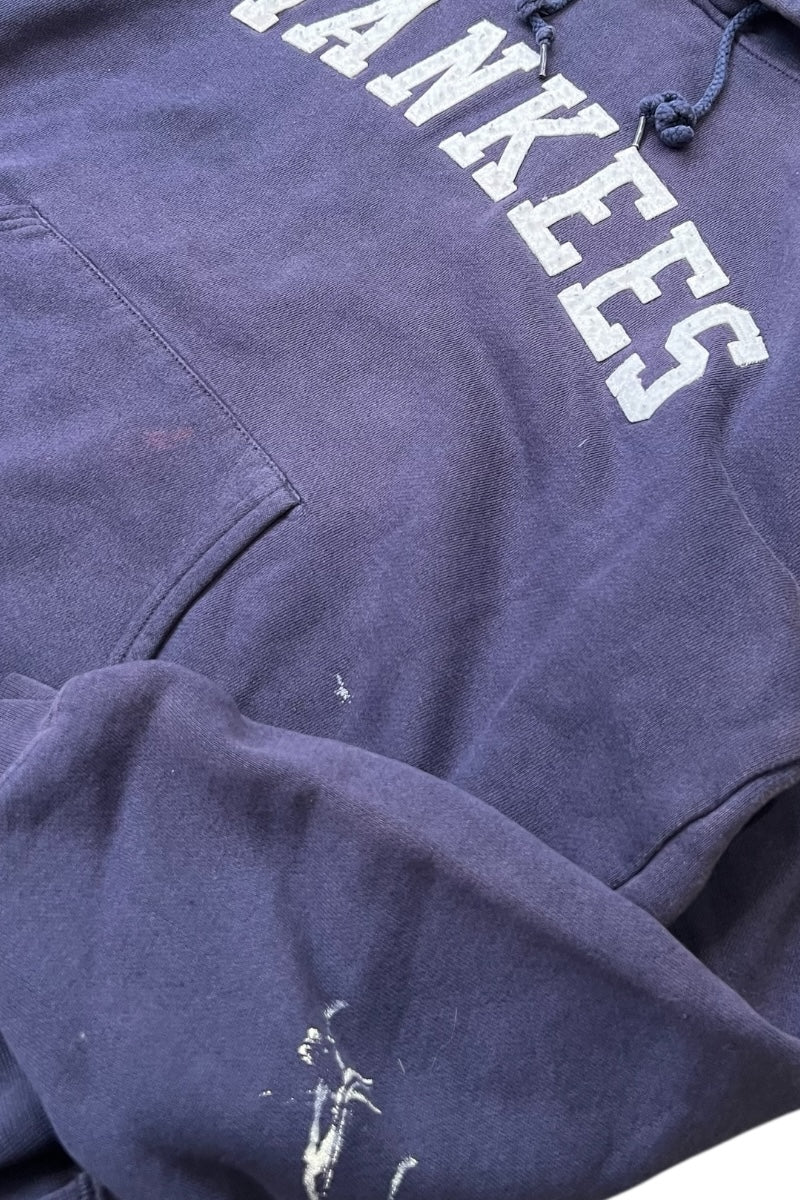 90'S NY YANKEES HOODIE SWEATSHIRT / NAVY [SIZE: M USED]