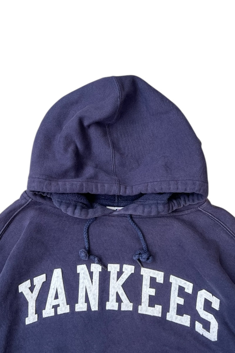 90'S NY YANKEES HOODIE SWEATSHIRT / NAVY [SIZE: M USED]