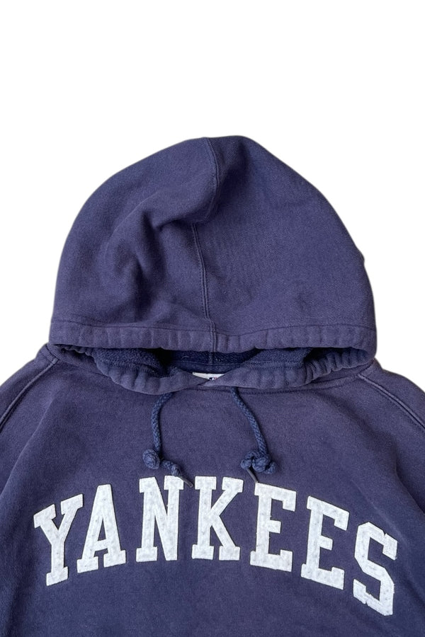 90'S NY YANKEES HOODIE SWEATSHIRT / NAVY [SIZE: M USED]