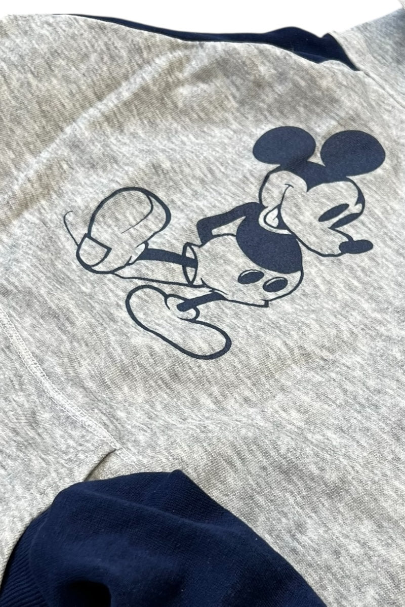 80'S MICKEY HOODIE SWEATSHIRT / GREY [SIZE: M USED]