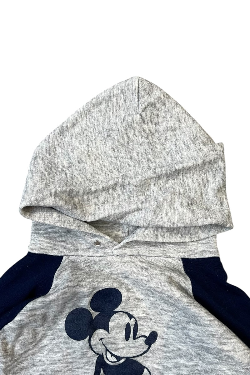 80'S MICKEY HOODIE SWEATSHIRT / GREY [SIZE: M USED]