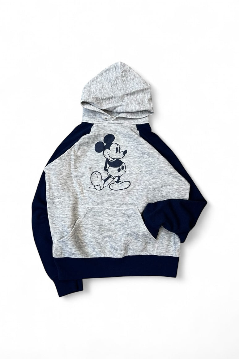 80'S MICKEY HOODIE SWEATSHIRT / GREY [SIZE: M USED]