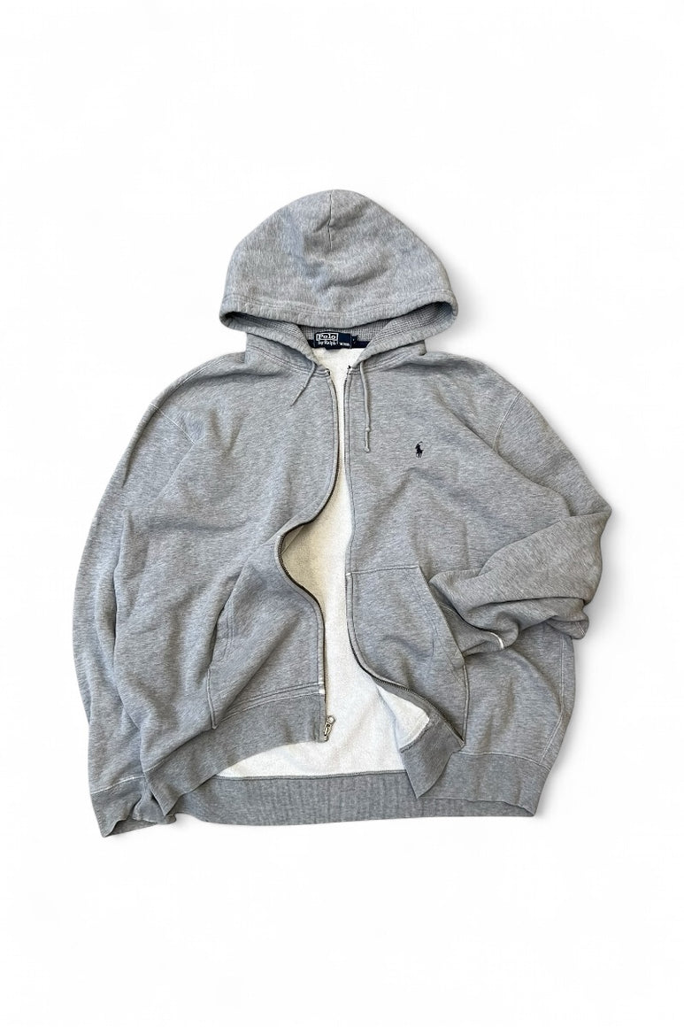 90'S ZIP HOODIE SWEATSHIRT / GREY [SIZE: XL USED]