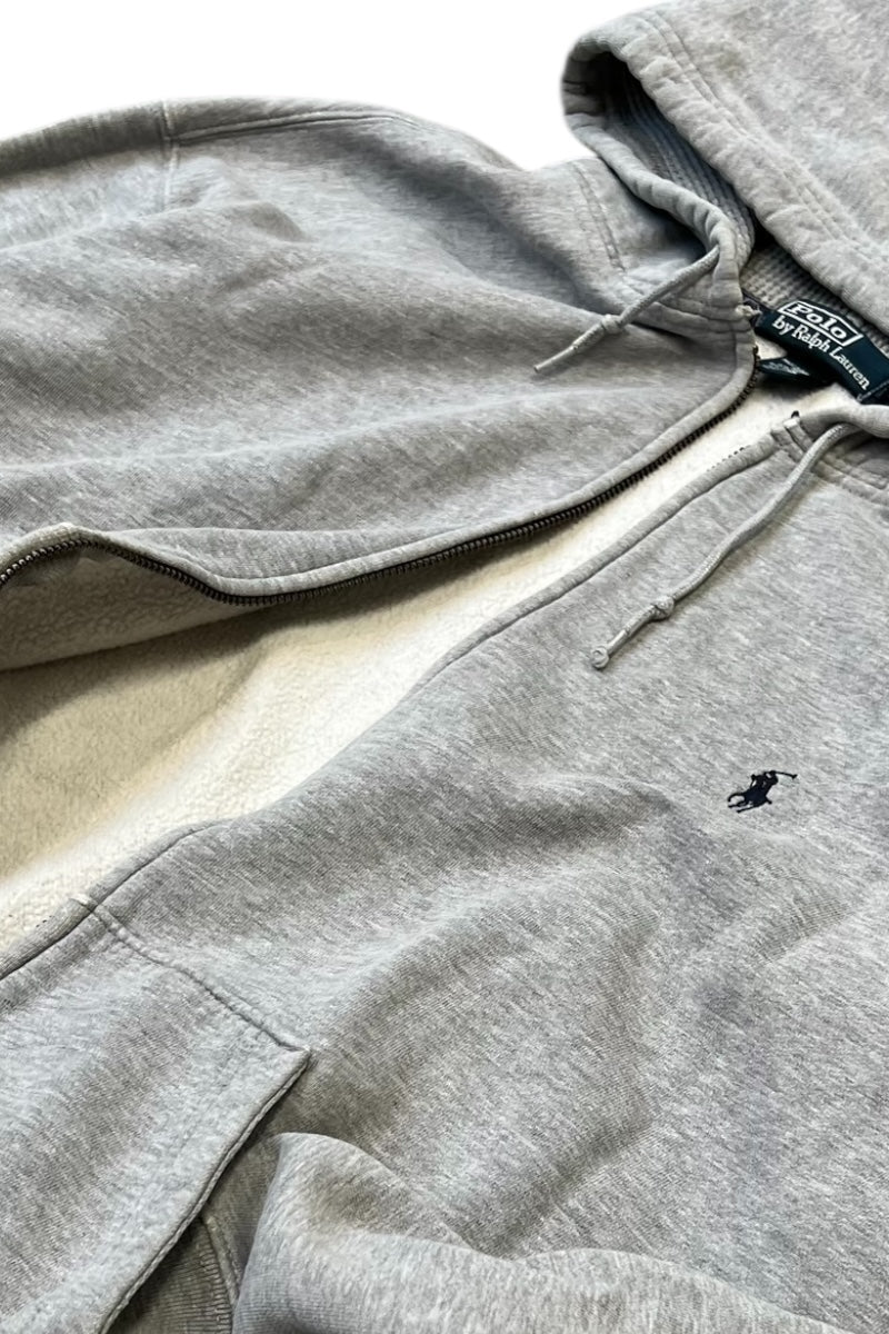 90'S ZIP HOODIE SWEATSHIRT / GREY [SIZE: XL USED]