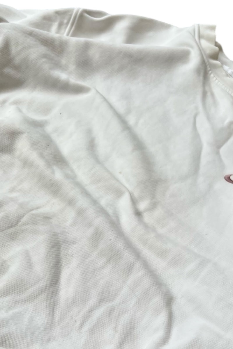 MADE IN TURKEY Y2K EARLY 00'S ONE POINT LOGO SWEATSHIRT / WHITE [SIZE: M USED]