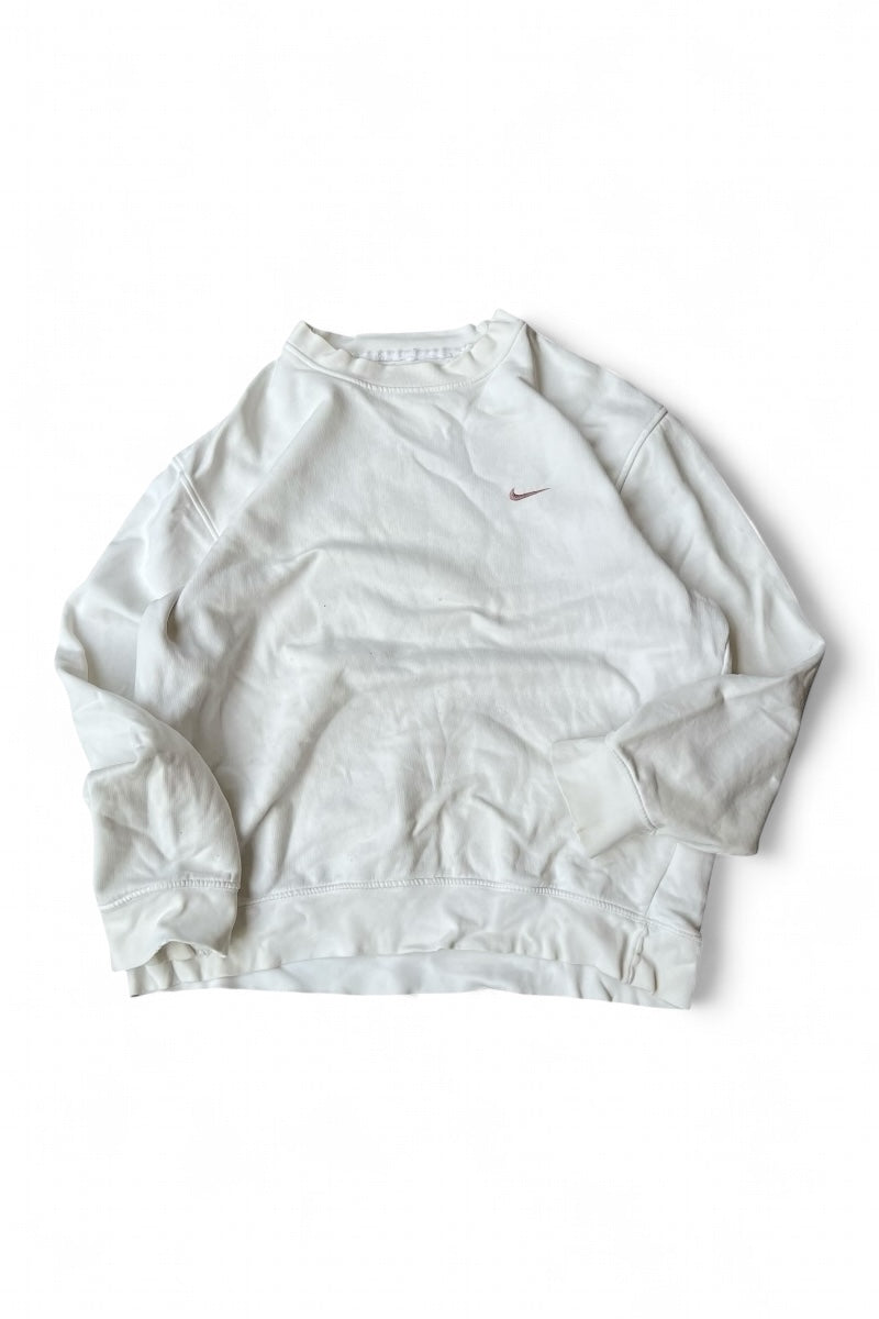 MADE IN TURKEY Y2K EARLY 00'S ONE POINT LOGO SWEATSHIRT / WHITE [SIZE: M USED]