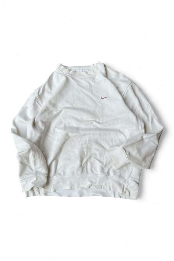 MADE IN TURKEY Y2K EARLY 00'S ONE POINT LOGO SWEATSHIRT / WHITE [SIZE: M USED]