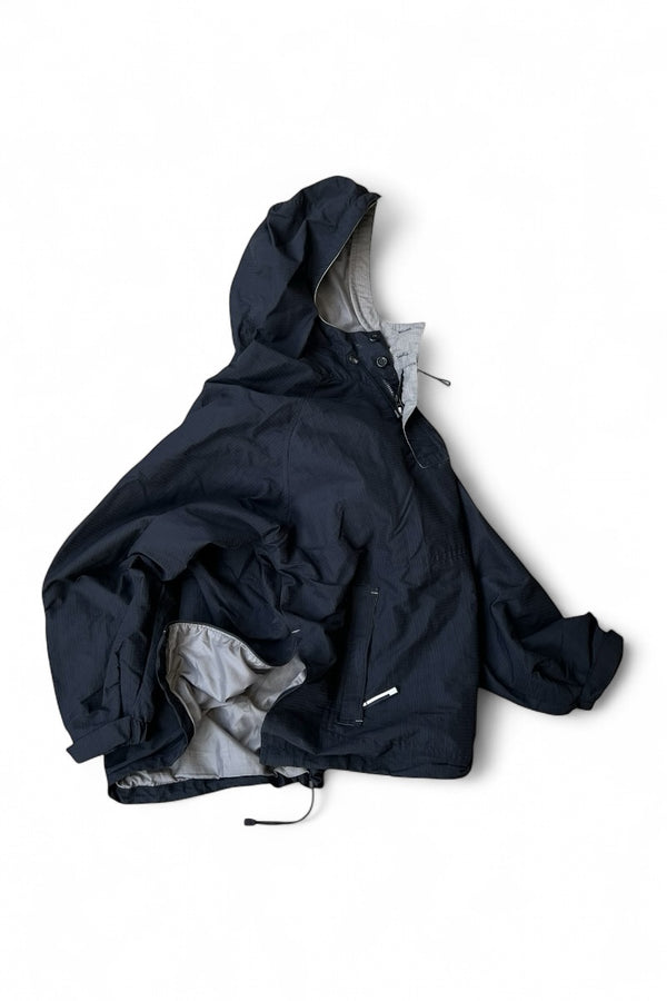 Y2K EARLY 00'S PULLOVER RIPSTOP NYLON HOODIE JACKET / BLACK [SIZE: XL USED]