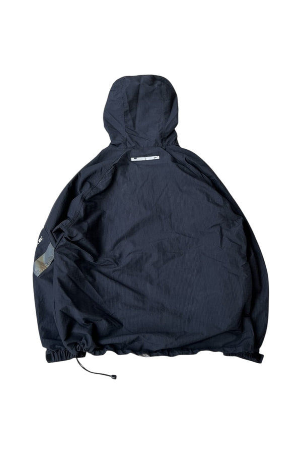 Y2K EARLY 00'S PULLOVER RIPSTOP NYLON HOODIE JACKET / BLACK [SIZE: XL USED]