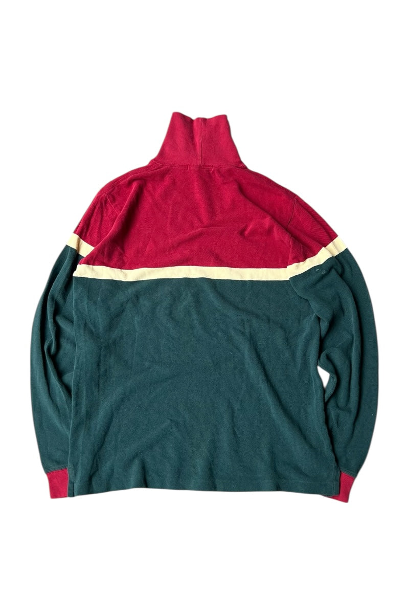 80s TURTLENECK CAT SWEATSHIRT / RED [SIZE: XL USED]