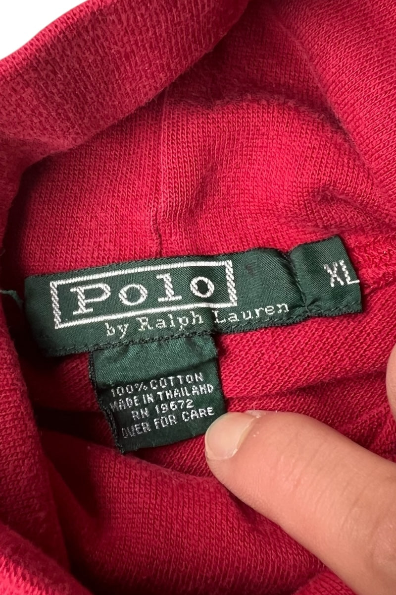 80s TURTLENECK CAT SWEATSHIRT / RED [SIZE: XL USED]