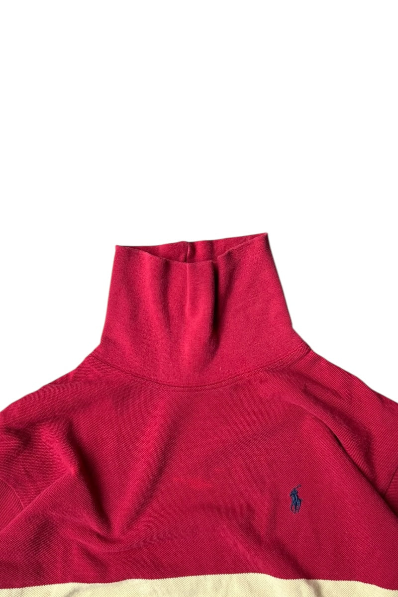 80s TURTLENECK CAT SWEATSHIRT / RED [SIZE: XL USED]