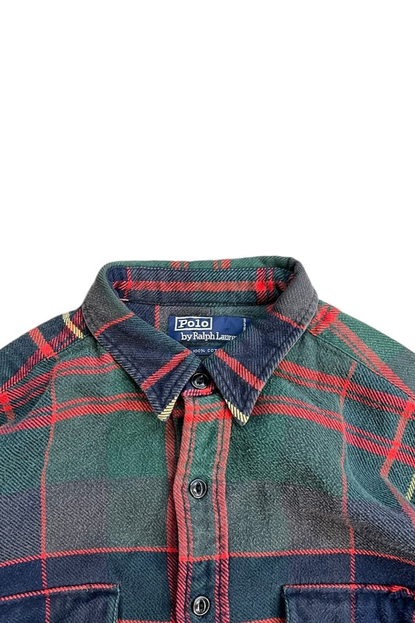 90'S COTTON FLANNEL L/S SHIRT / CHECK [SIZE: M USED]