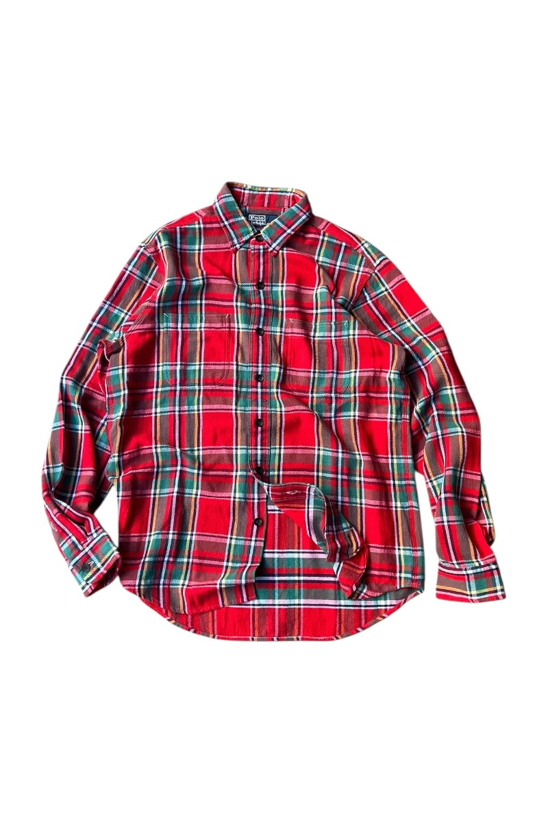 90'S CLASSIC FIT CHECK L/S SHIRT / RED [SIZE: M USED]