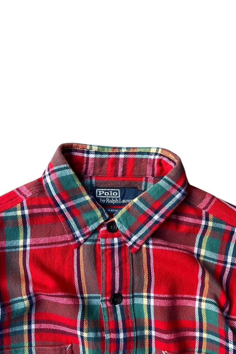 90'S CLASSIC FIT CHECK L/S SHIRT / RED [SIZE: M USED]