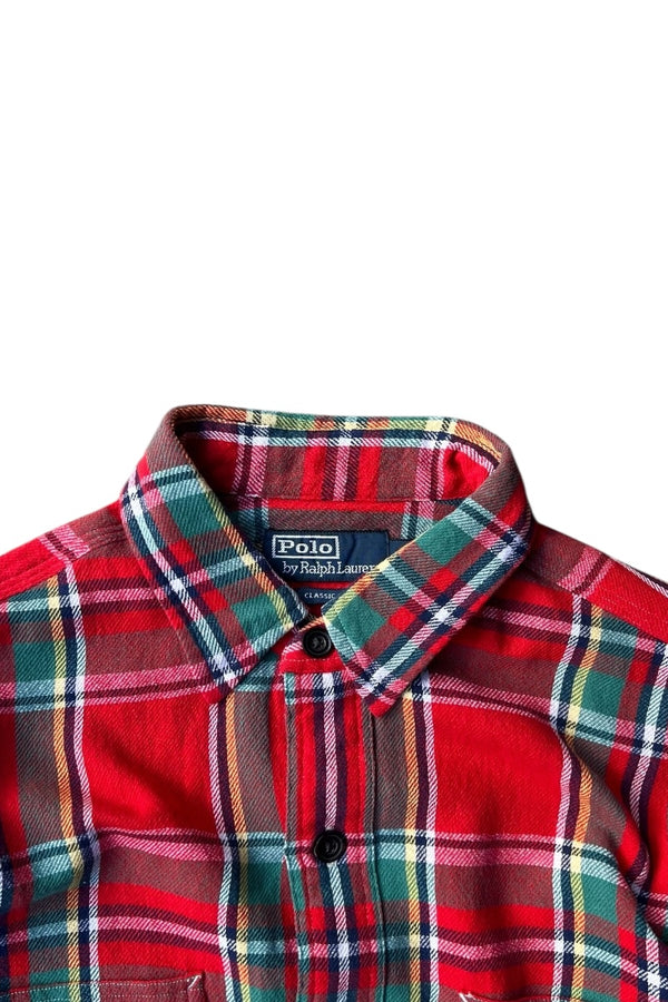 90'S CLASSIC FIT CHECK L/S SHIRT / RED [SIZE: M USED]