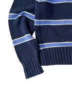 画像をギャラリービューアに読み込む, 90&#39;S COOKIE CREST BORDER COTTON KNIT SWEATER / NAVY [SIZE: L USED]
