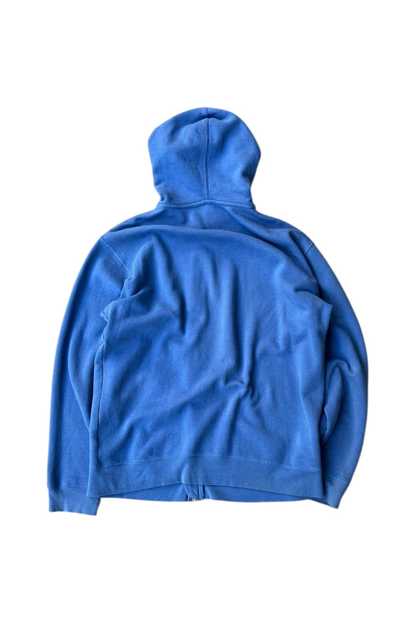 90'S ONE POINT LOGO ZIP UP HOODIE / BLUE [SIZE: XL USED]