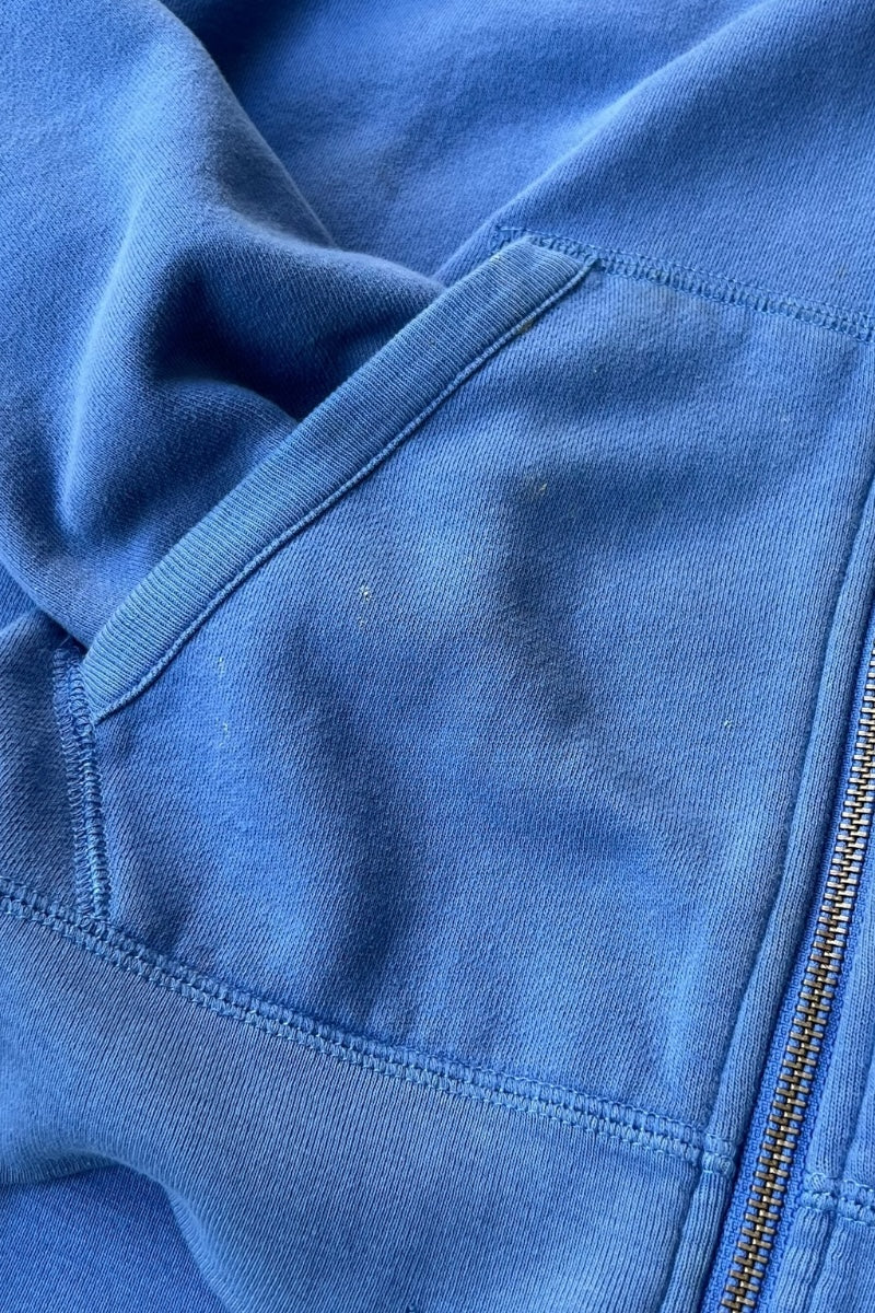 90'S ONE POINT LOGO ZIP UP HOODIE / BLUE [SIZE: XL USED]