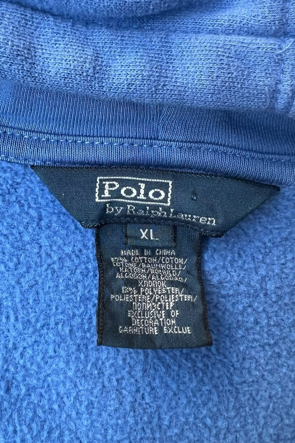 90'S ONE POINT LOGO ZIP UP HOODIE / BLUE [SIZE: XL USED]