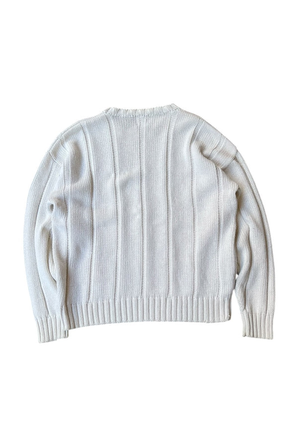 88-90'S COTTON KNIT SWEATER / WHITE [SIZE: M USED]