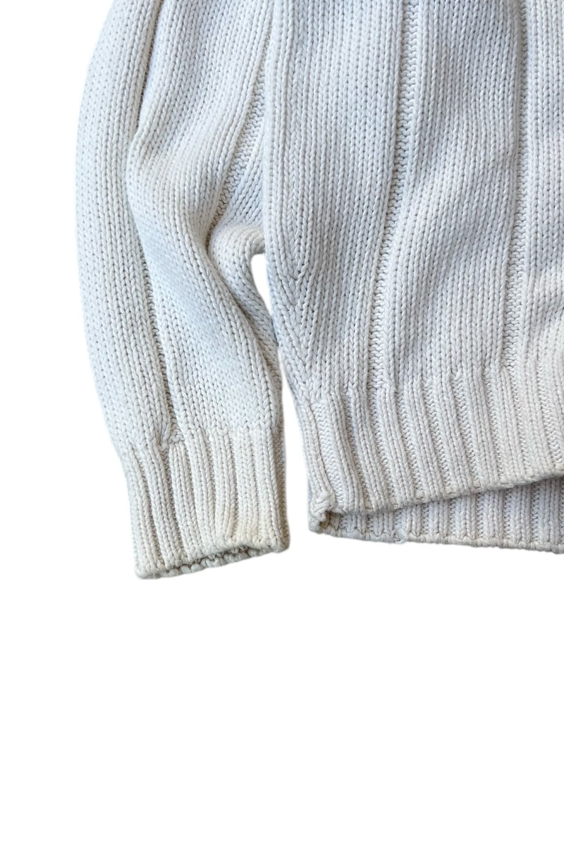 88-90'S COTTON KNIT SWEATER / WHITE [SIZE: M USED]