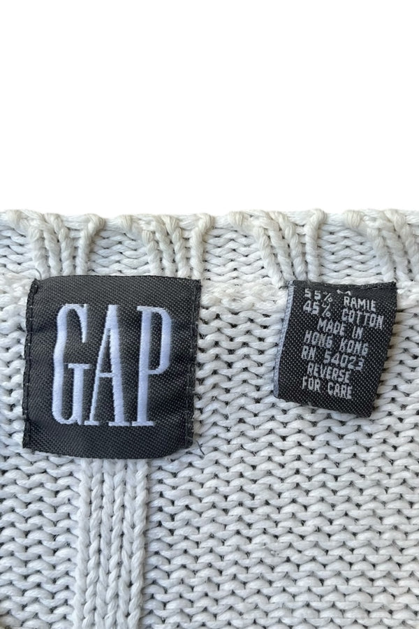88-90'S COTTON KNIT SWEATER / WHITE [SIZE: M USED]