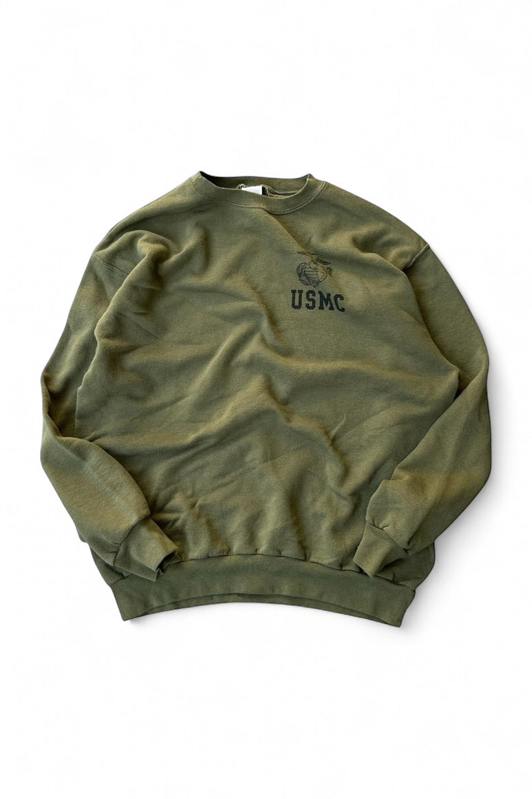 MADE IN USA 90'S USMC SWEATSHIRT / KHAKI [SIZE: L USED]