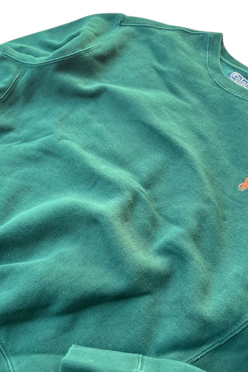 90's ONE POINT LOGO SWEATSHIRT / GREEN [SIZE: XL USED]