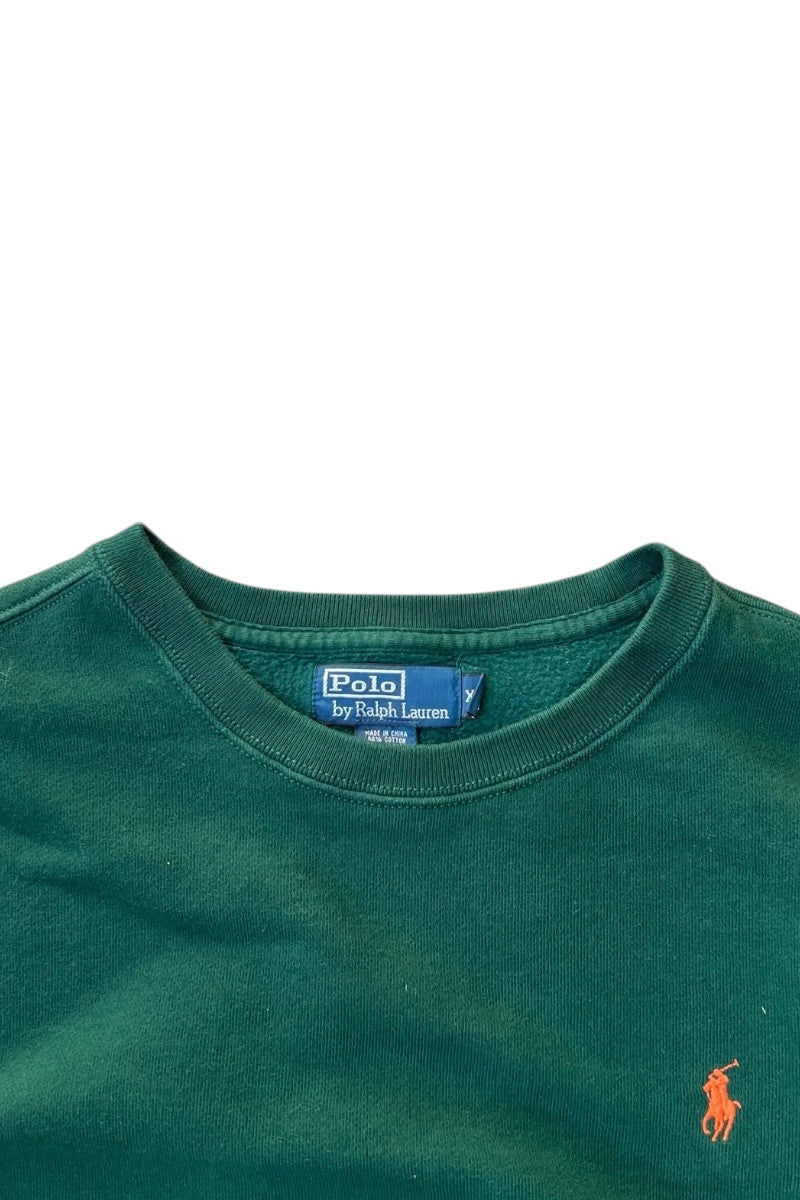 90's ONE POINT LOGO SWEATSHIRT / GREEN [SIZE: XL USED]